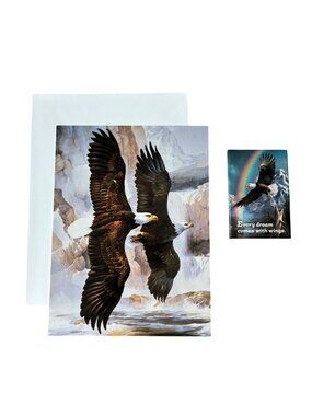 NOS Combo Pack Greeting Card & Magnet Leanin' Tree WINGS OF FREEDOM Eagles